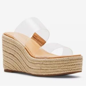 Woman’s MADDEN GIRL Espadrille Wedge Sandals with Clear Straps Size 7